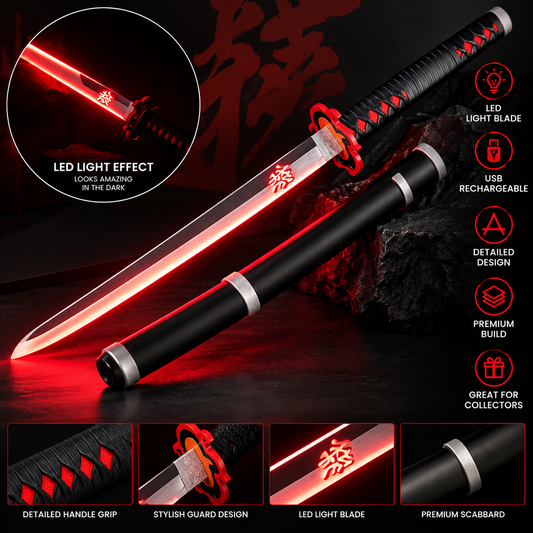 76 CM LED Katana with Scabbard | Light-Up Anime Inspired Sword for Collectors