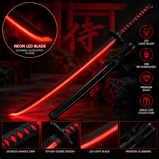 104 Bleach Black Wooden LED Katana 104cm-