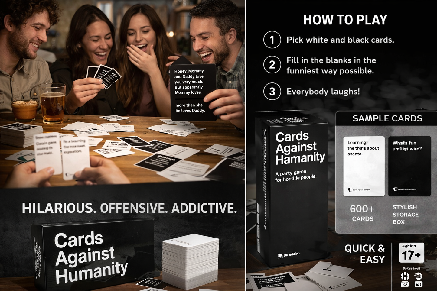 Cards Against Humanity-UK Edition All Expansion Packs (1 2 3 4 5 6) Family Party Card Game for Adult (Age: 18+, Players: 4)