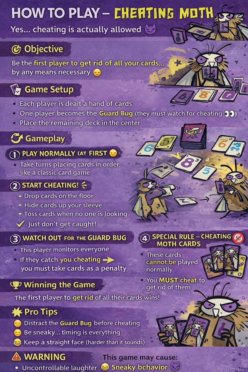 Cheating Moth Card Game – Funny Family Party Game Where Cheating Is Allowed!