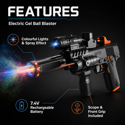 M1911 Automatic Jelly Gun with Light & Smoke - Dual Mode
