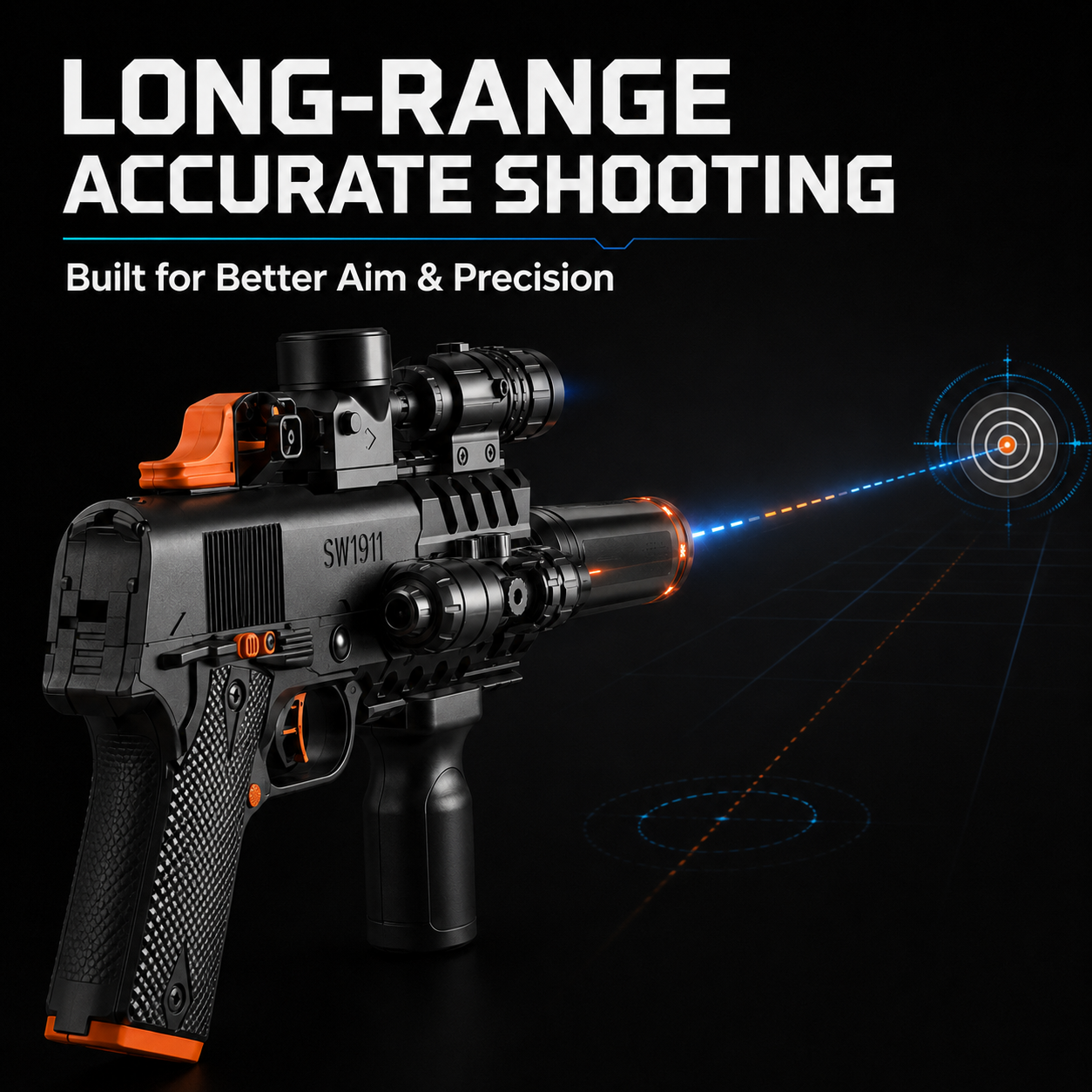 M1911 Automatic Jelly Gun with Light & Smoke - Dual Mode