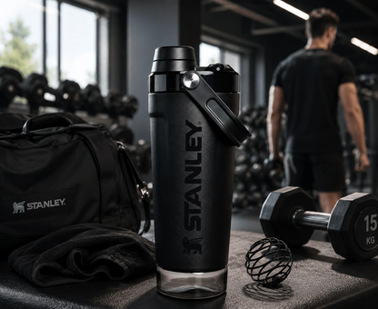 Stanley Gym Shaker Bottle with Mixing Filter & Carry Handle – Carbon Black