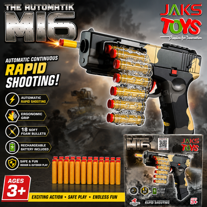 Toys Automatic M16 Toy Gun – Battery Operated Rapid Shooting Blaster with Soft Bullets