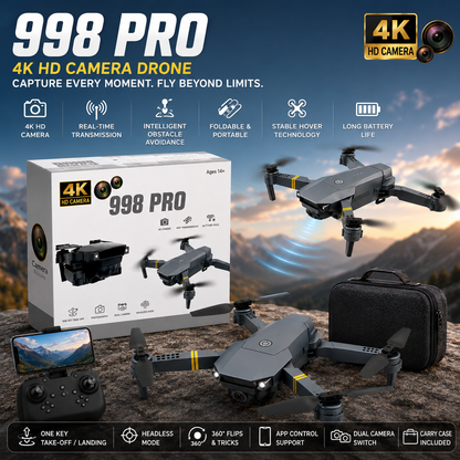 998 PRO 4K HD Camera Drone with Dual Camera, Foldable Design & Obstacle Avoidance