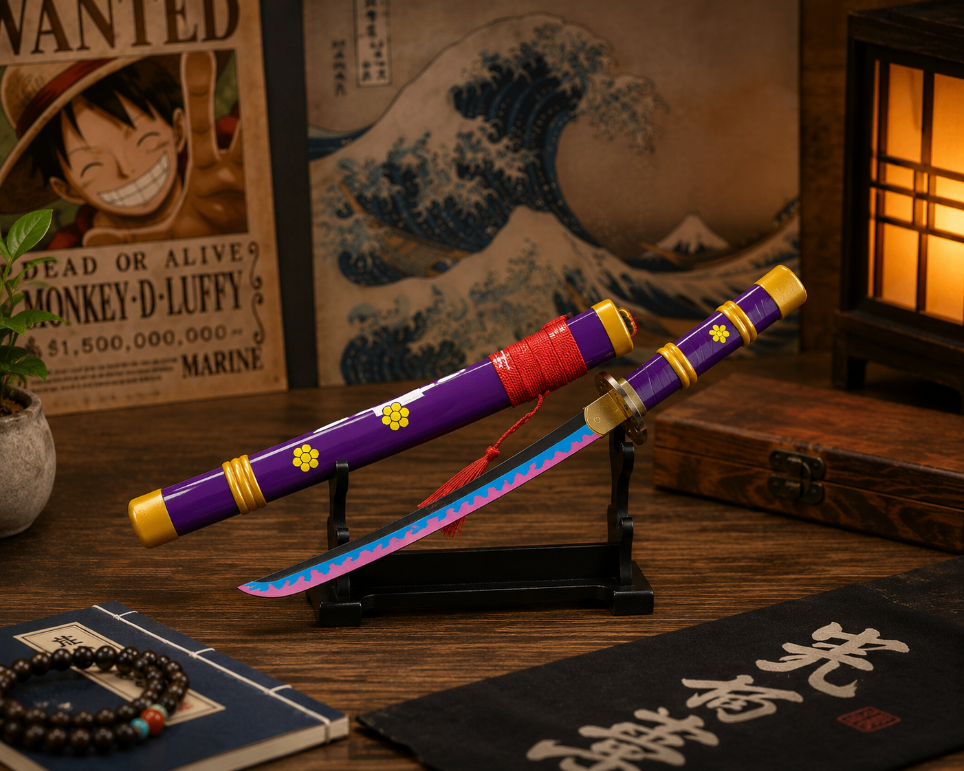 Mini Anime Wooden Katana Sword – 42 CM (With Stand)