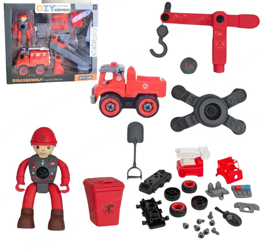 Fire Rescue Toy Set, DIY Assembly Kit with 6 Pieces, Educational Toys for Kids.
