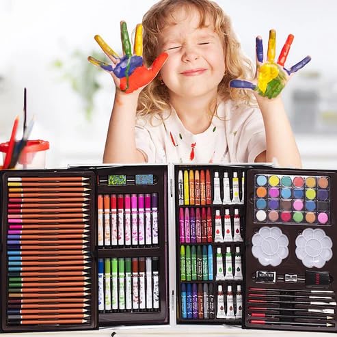 145pcs Non-Toxic Art,Painting,Stationary,Sketching,Water Colors Vanity Box (Assorted)