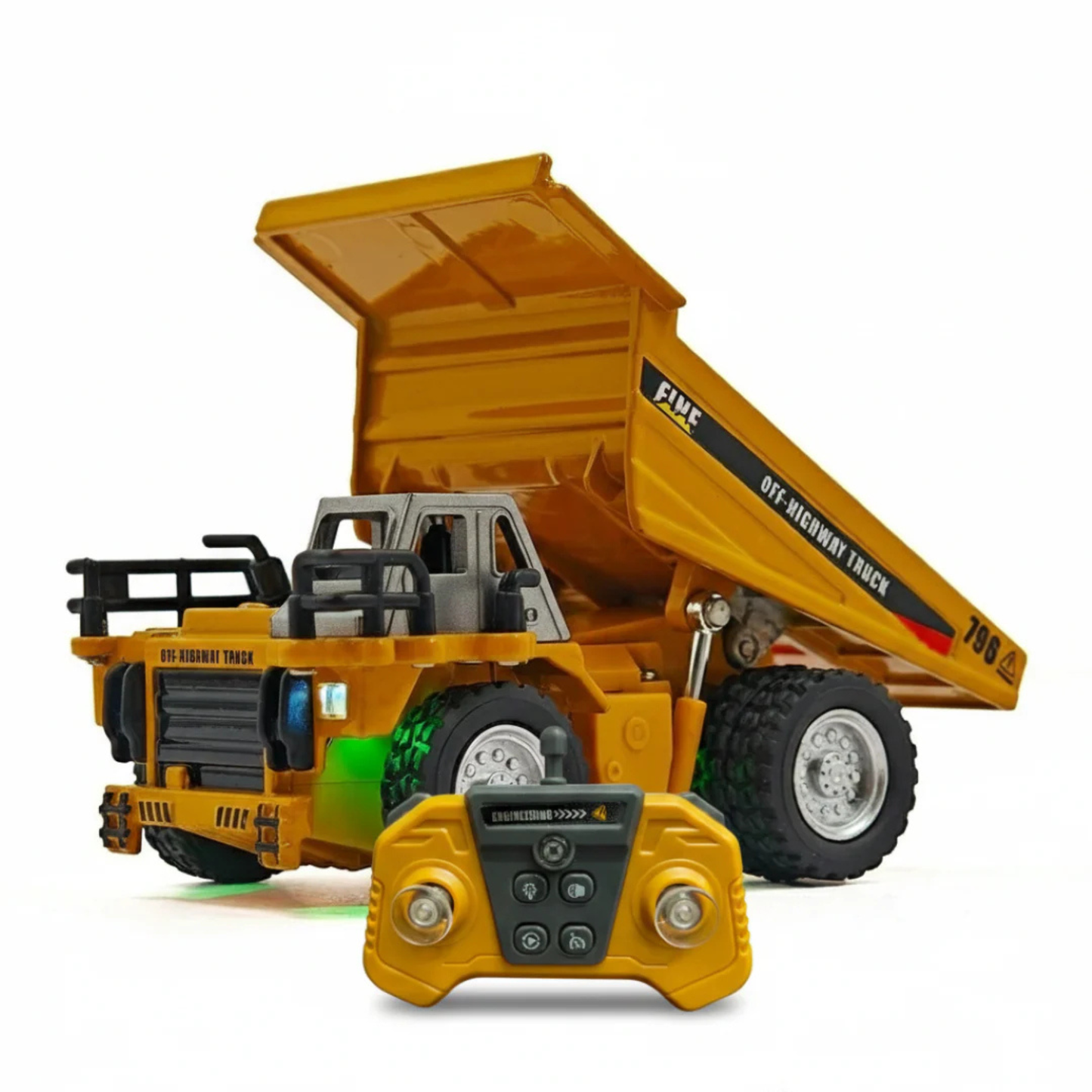 1:64 Mini RC Dump Truck | Flexible Hopper Lift | Heavy-Duty Rubber Tires | Realistic Off-Highway Construction Truck