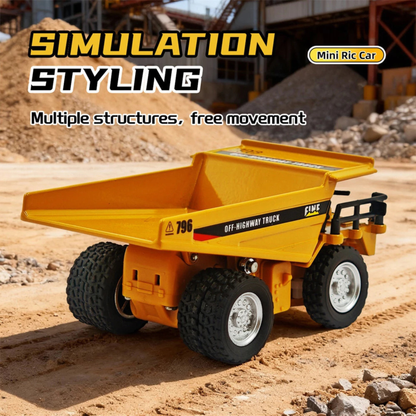 1:64 Mini RC Dump Truck | Flexible Hopper Lift | Heavy-Duty Rubber Tires | Realistic Off-Highway Construction Truck