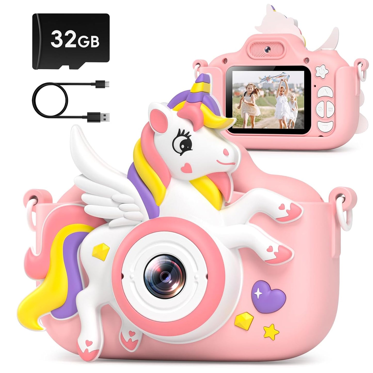 Kids Camera and Digital Camera (Pink-Unicorn)