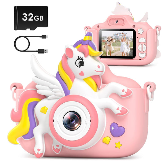Kids Camera and Digital Camera (Pink-Unicorn)