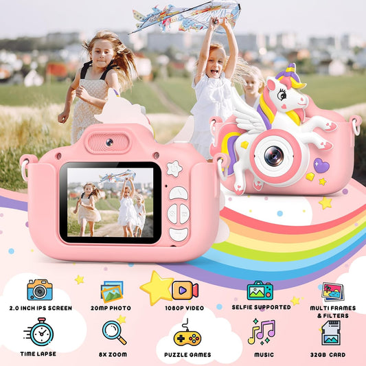 Kids Camera and Digital Camera (Pink-Unicorn)