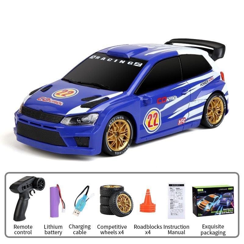 4WD High-Speed Drift RC Car with LED Lights & Precision Controller