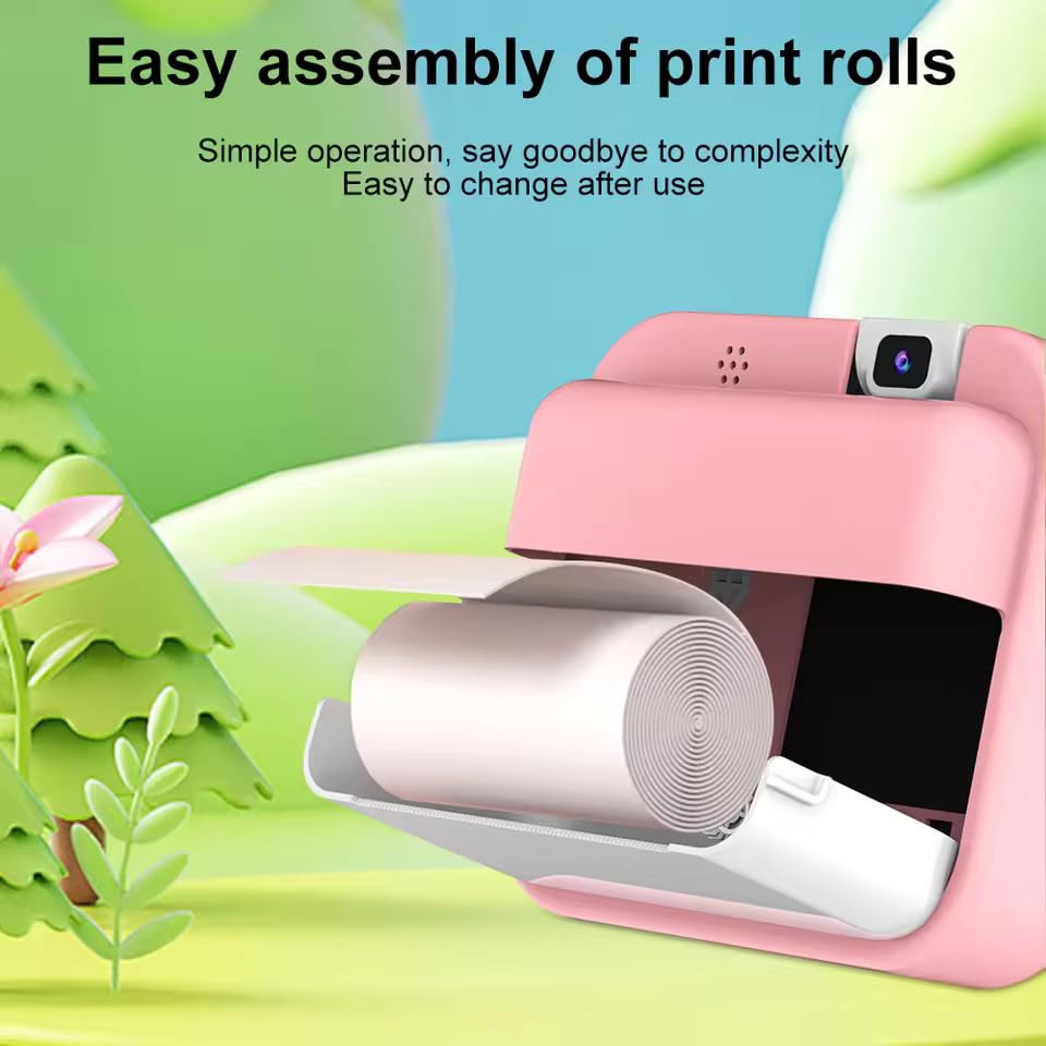 Mini Camera Printer with Selfie Camera  (Purple)