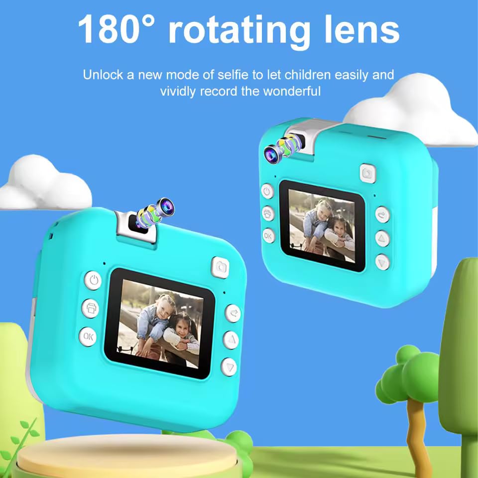 Mini Camera Printer with Selfie Camera  (Purple)