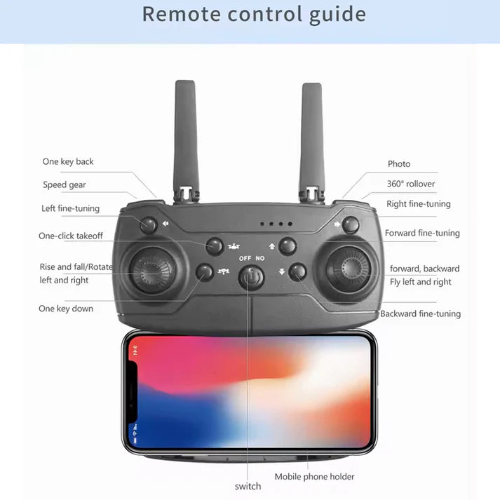 Drone E88 Pro Foldable RC Drone with 1080P HD Camera, Altitude Hold & Remote Control