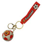 Football Keychain – Black & Gold with Leather Strap (Sports Bag Accessory)