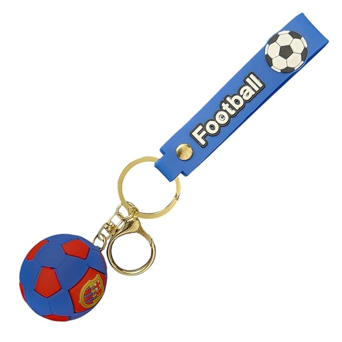 Football Keychain – Black & Gold with Leather Strap