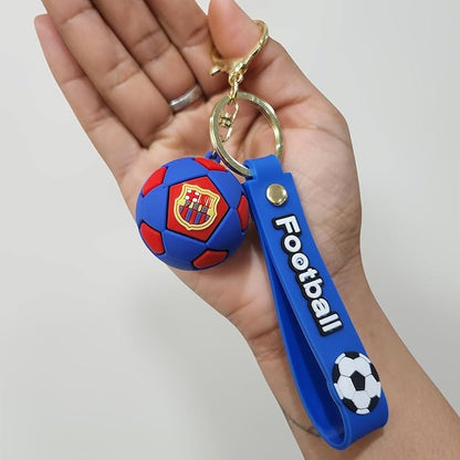 Football Keychain – Black & Gold with Leather Strap