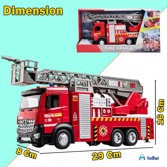 Fire Rescue Truck Toy – Lights, Sound & Water Spray | Friction Powered | Age 3+