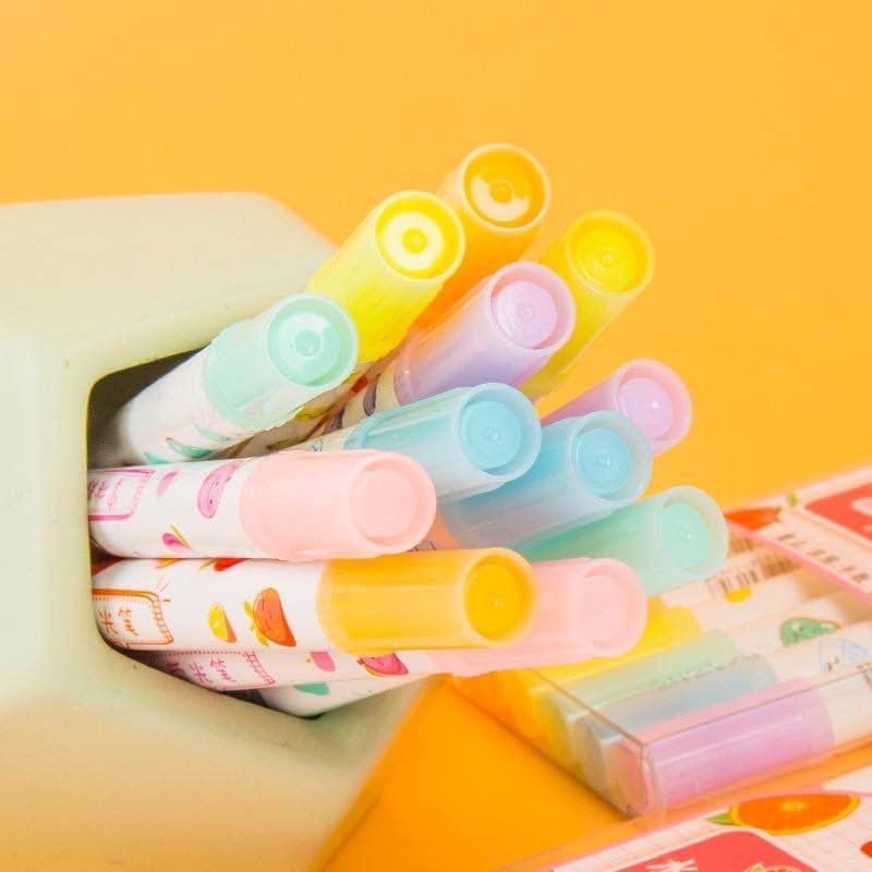 Double sided Fruit scented highlighter-Pack of 6 Fruit Scented Double Headed Highlighter Marker Pens set-Waterproof Glitter Paint Pens Permanent Colored Pens for Card Wood Art Crafts