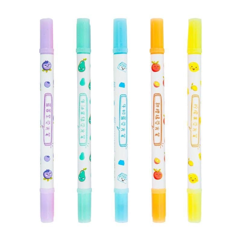 Double sided Fruit scented highlighter-Pack of 6 Fruit Scented Double Headed Highlighter Marker Pens set-Waterproof Glitter Paint Pens Permanent Colored Pens for Card Wood Art Crafts
