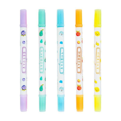 Double sided Fruit scented highlighter-Pack of 6 Fruit Scented Double Headed Highlighter Marker Pens set-Waterproof Glitter Paint Pens Permanent Colored Pens for Card Wood Art Crafts
