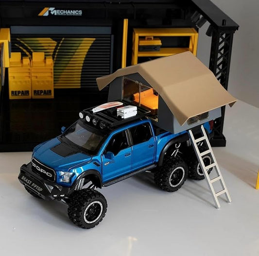 1:24 Ford F-150 Raptor Diecast Pickup Truck – Metal Model Toy Car with Sound & Light | Pullback Action for Kids & Collectors