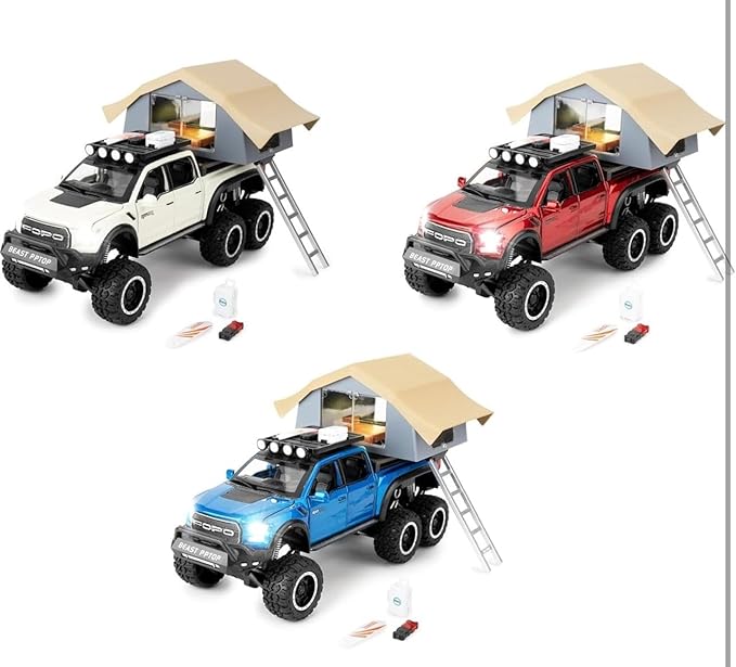 1:24 Ford F-150 Raptor Diecast Pickup Truck – Metal Model Toy Car with Sound & Light | Pullback Action for Kids & Collectors