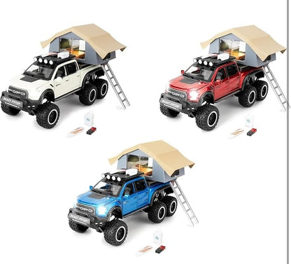 1:24 Ford F-150 Raptor Diecast Pickup Truck – Metal Model Toy Car with Sound & Light | Pullback Action for Kids & Collectors