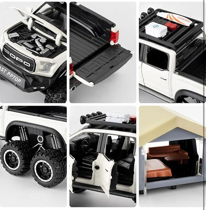 1:24 Ford F-150 Raptor Diecast Pickup Truck – Metal Model Toy Car with Sound & Light | Pullback Action for Kids & Collectors