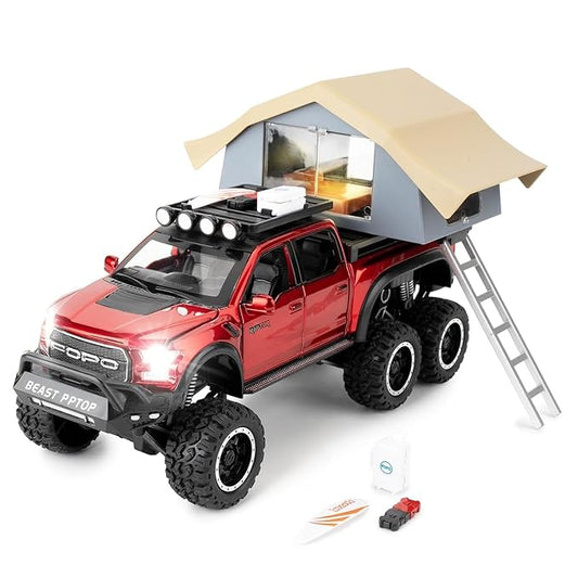 Ford F150 Diecast Pickup Truck – 1:24 Scale Alloy Model with Openable Doors, Light & Sound, Realistic Off-Road Vehicle Toy for Kids, Boys & Girls, Durable Mini Truck, Multicolor