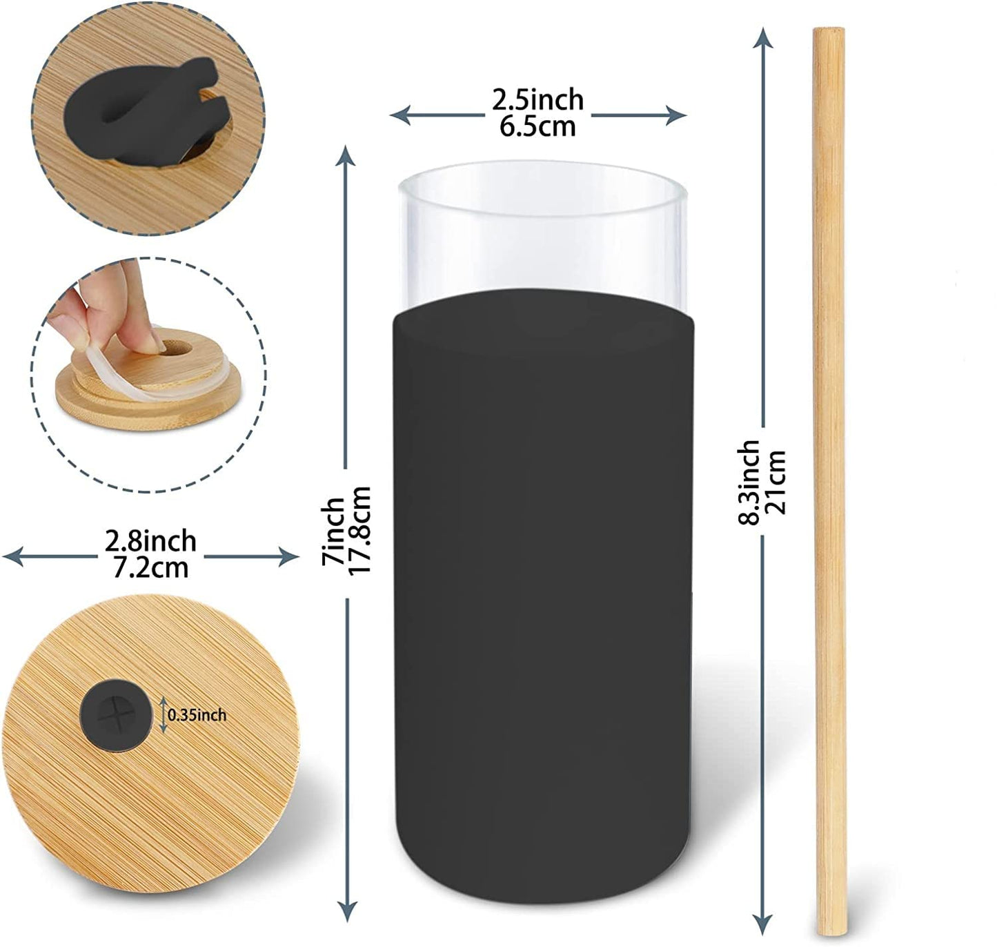 Glass Tumbler with Lid and Straw (1.5L)