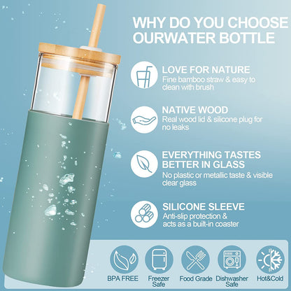 Glass Tumbler with Lid and Straw (1.5L)