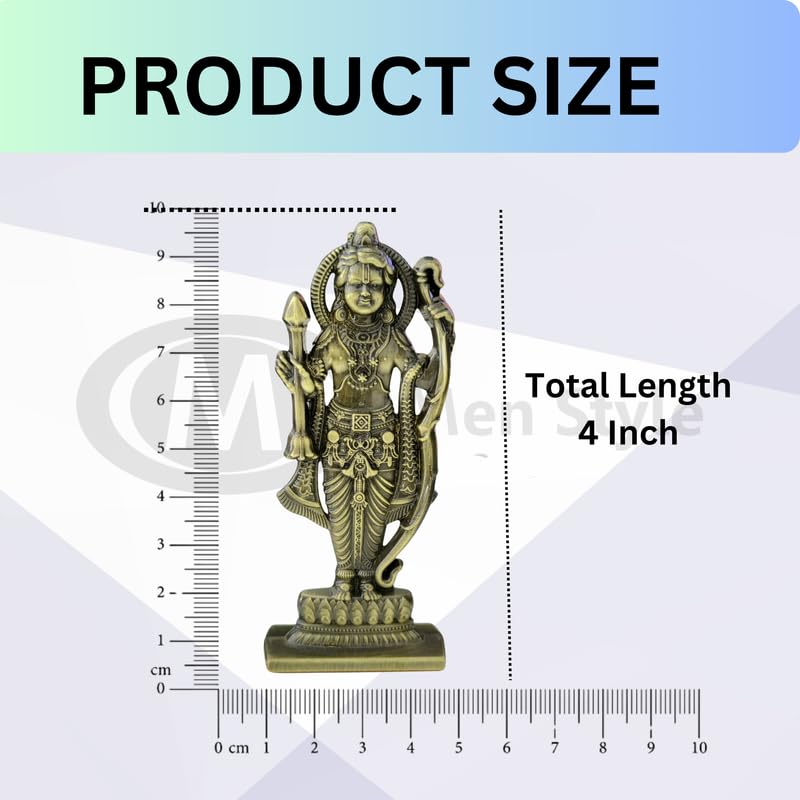 Ram Lalla Murti Statue in Ayodhya Mandir Idol Sculpture Showpiece for Mandir Home (Antique Gold) Bronze NewCarDash55
