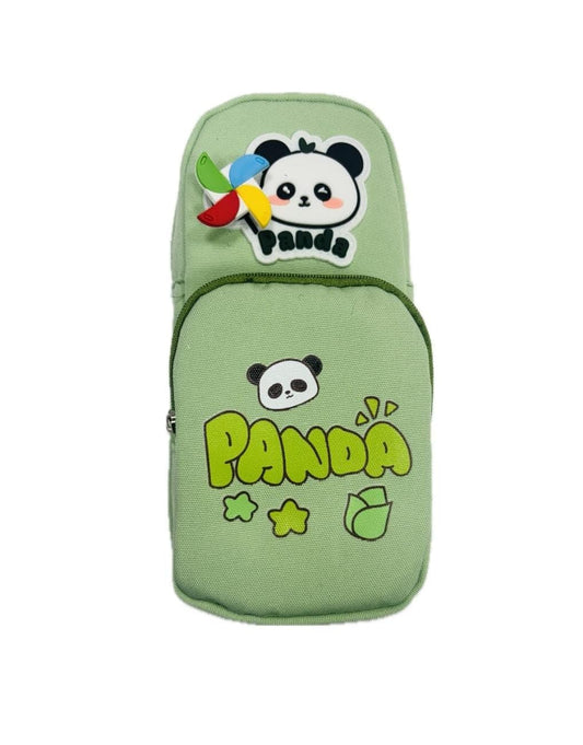 Panda Green Premium Pencil Case – 2-Compartment Hangable Pouch for Kids