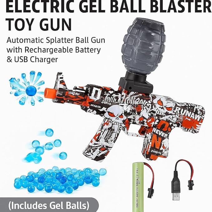 Gel Blaster Gun for Kids - Automatic Electric Water Bead Shooting Water Bomb Toy Gun | Outdoor Game Toy for Boys & Girls - Upto 300 Shots/min, 40-60 ft Range(Multicolor)
