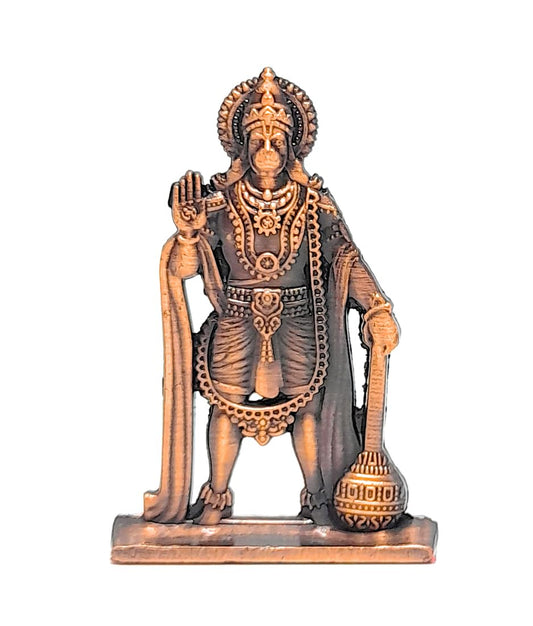 Double Sided Metal Lord Bajrangbali Hanuman Idol for Car Dashboard Office Table Temple Mandir Bedroom Living Room Hanuman Jayanti Metal Idol (Brown)