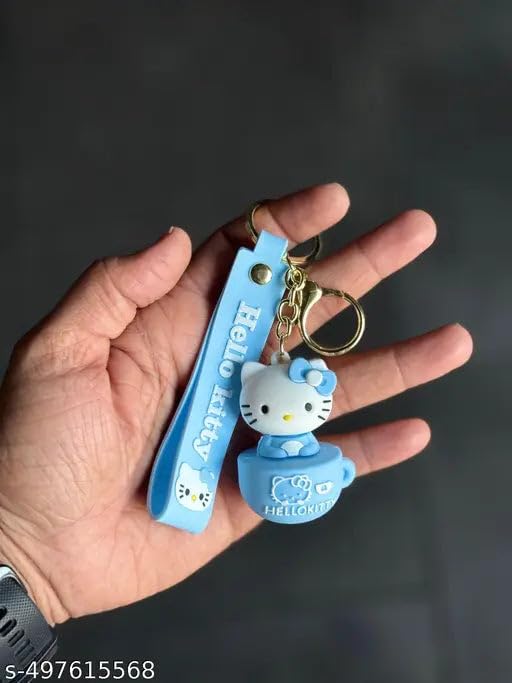 Hello Kitty Cup Design Keychain with Strap (Assorted Colours)