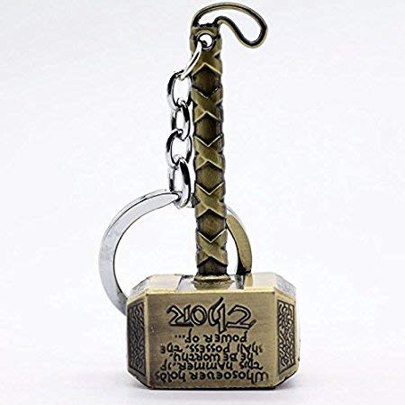Thor Hammer Marvel Avengers Superhero Gold Metal Ring Key Chain