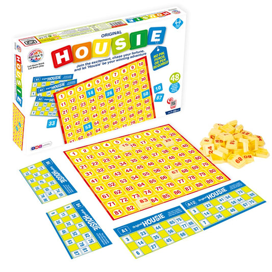 Reusable Housie Game Set – 48 Tickets & Tambola Board