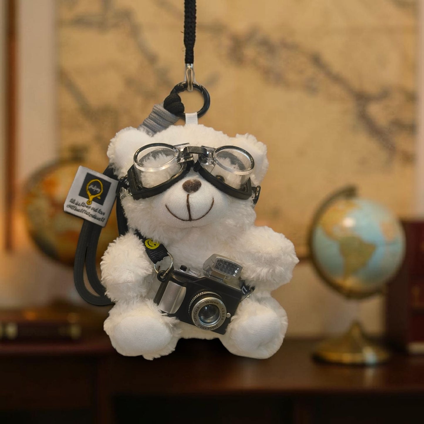 Traveller Teddy Bear Keychain | Cute Camera with Flash Light Bag Charm