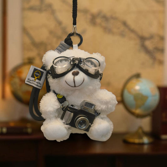 Traveller Teddy Bear Keychain | Cute Camera with Flash Light Bag Charm