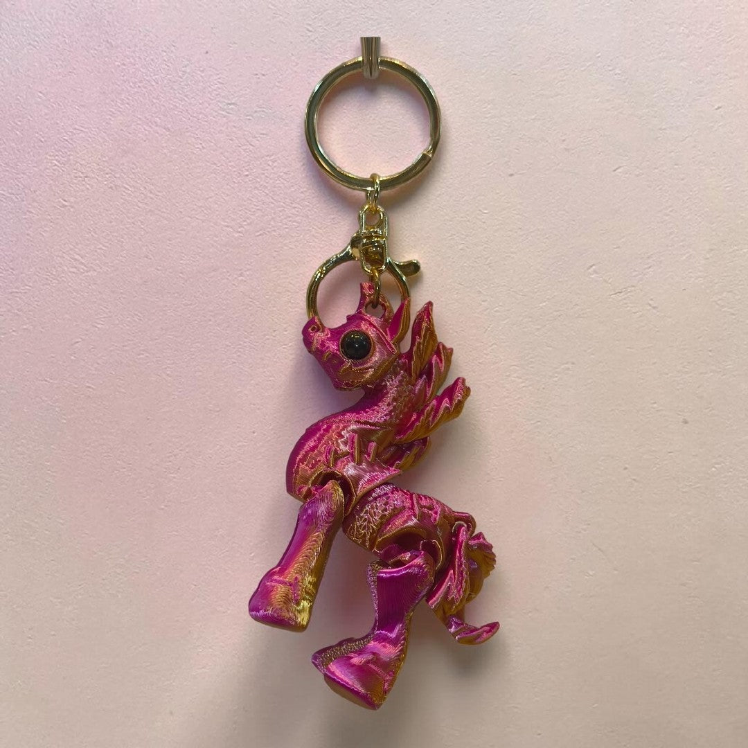 Cute Fantasy Dragon Keychain | Metallic Finish Collectible Keyring