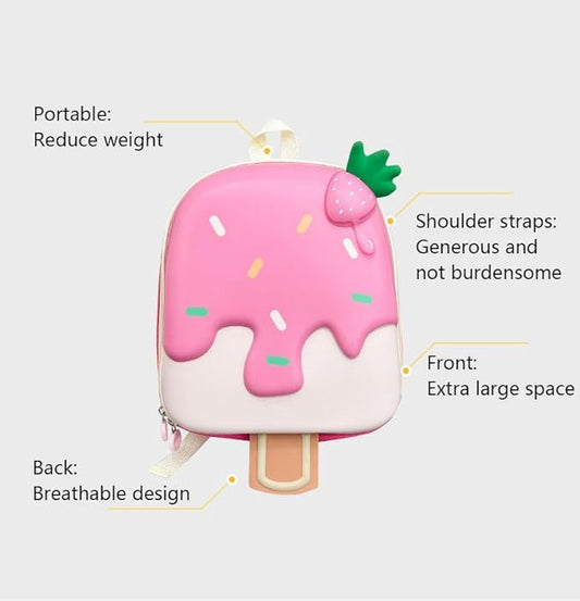 3D Ice Cream Hard Case Backpack for Kids – Cute Lightweight Hardshell Bag for Boys & Girls, Toddlers, Kindergarten, School, Picnic, Travel