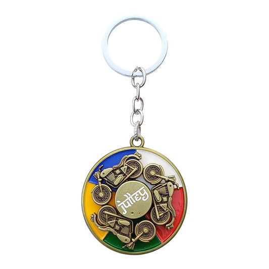 Vintage Motorcycle Rotatable Spinner Keychain, 10 cm, Multicolour Metal Design