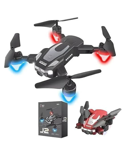 J2 Smart Mini RC Drone with HD Camera, Obstacle Avoidance & LED Lights