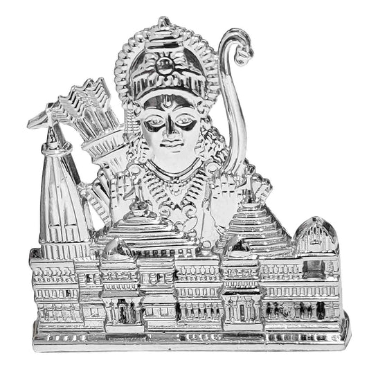 Shri Ram Mandir Standing Ayodhya Janmabhoomi Temple Silver Metal for Car Accessories for Dash Board, Pooja & Gift,Items for Home & Office