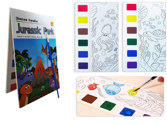 Magic Water Book for Kids, Activity Books Coloring Books, Watercolor Painting Books with 1 Paint Brush, 20 Sheet Watercolor Paint Book Gift for Kids Over 3+ Years Old (Dinosaurs Color Book)